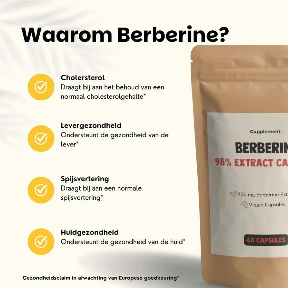 Cupplement 20% korting | Berberine Extract Capsules 400 mg< Natuurlijke Supplementen