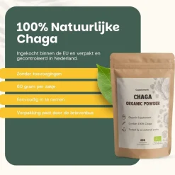 20% korting | Chaga Poeder Biologisch|Cupplement Outlet