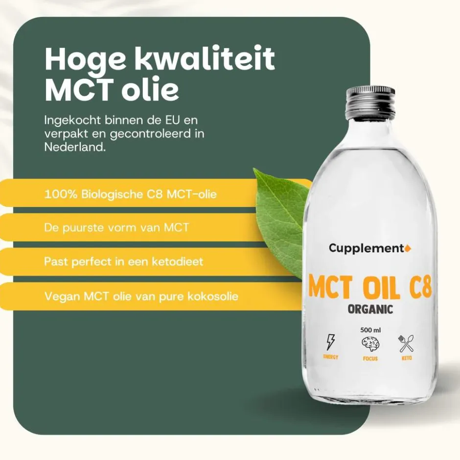 10% korting | Combideal MCT C8 Olie Biologisch|Cupplement New