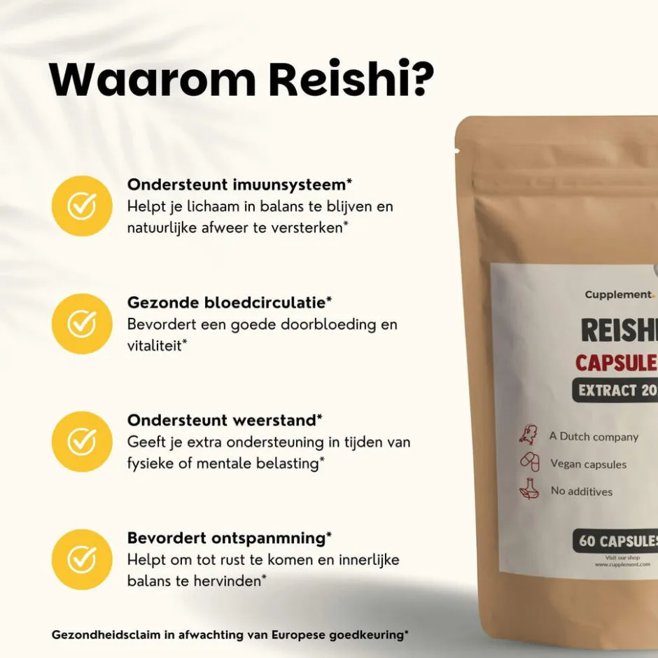 Cupplement 20% korting | Reishi Extract 400 mg Capsules< Natuurlijke Supplementen