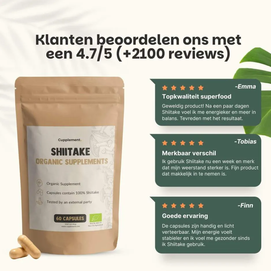 20% korting | Shiitake Capsules 500 mg Biologisch|Cupplement Sale