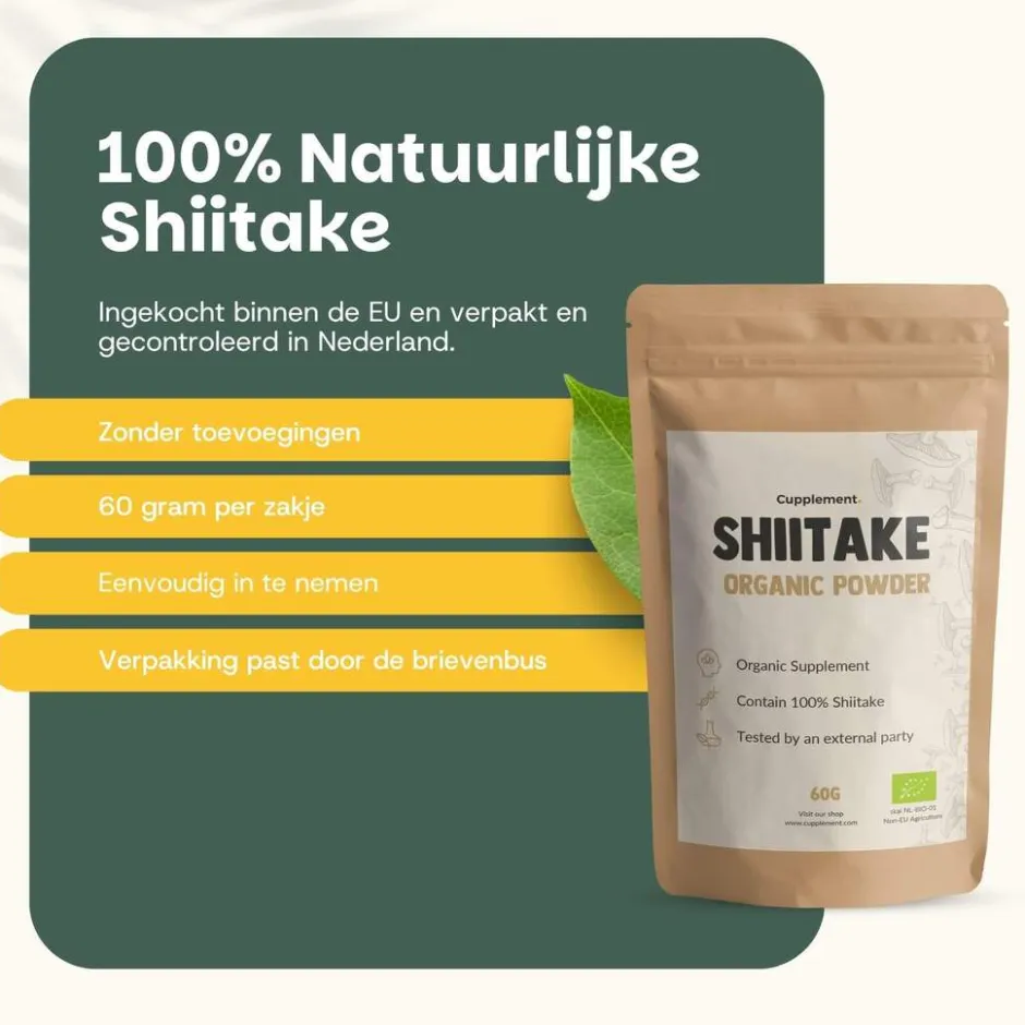 Cupplement 20% korting | Shiitake Poeder Biologisch< Natuurlijke Supplementen
