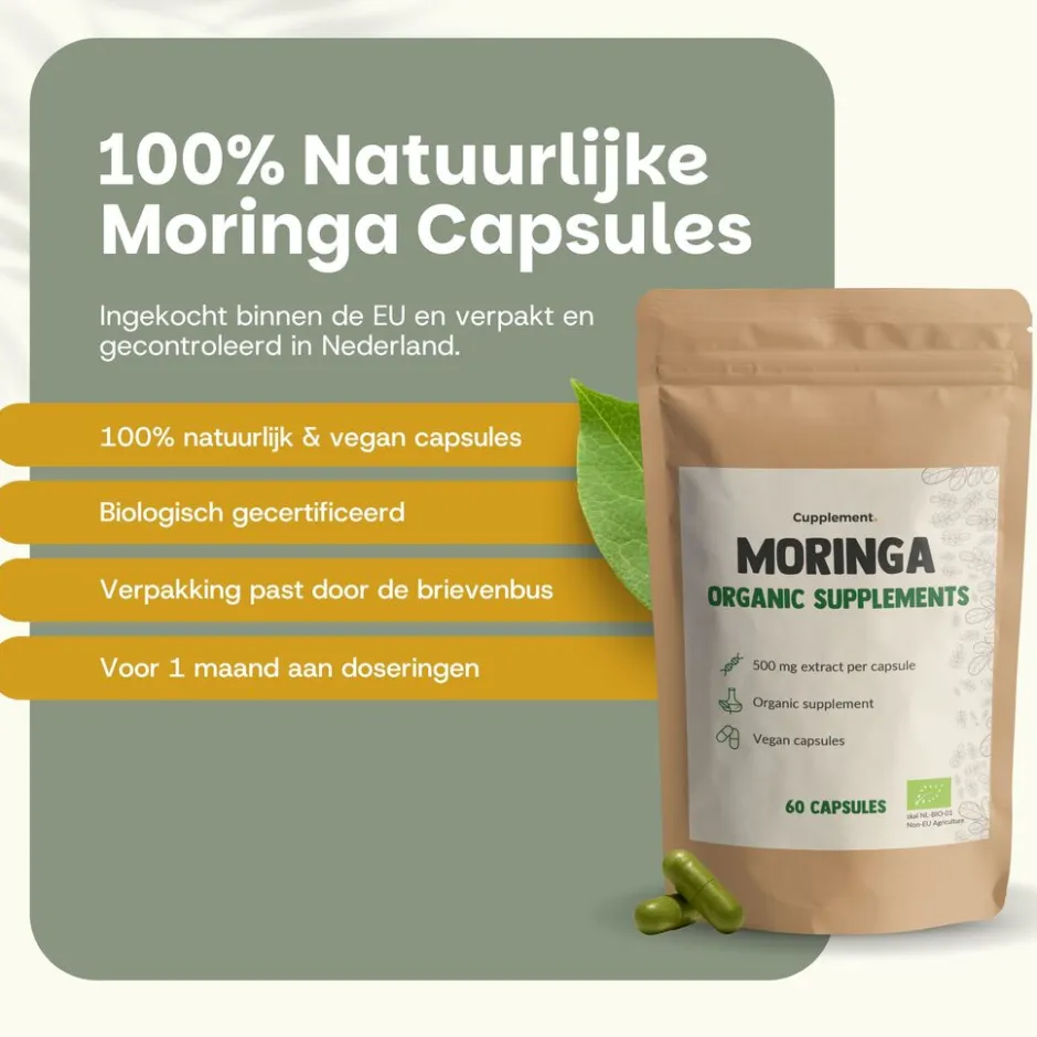 Cupplement 20% korting | Voordeelverpakking Moringa Capsules 500 mg Biologisch< Natuurlijke Supplementen