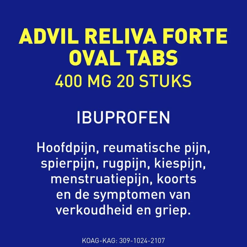 Advil Reliva Forte 400mg Oval-Tabs< Pijn