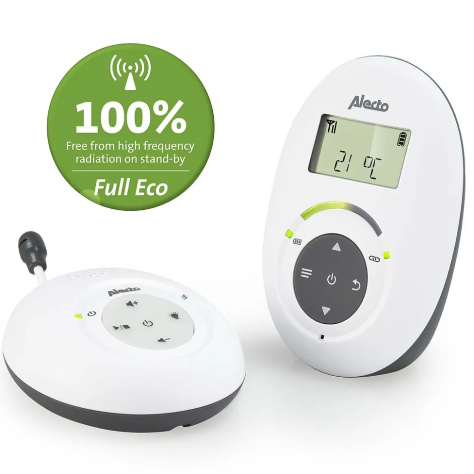 Alecto DBX-115 - Babyfoon Full Eco DECT, wit/antraciet< Baby Elektronica|Babyfoons