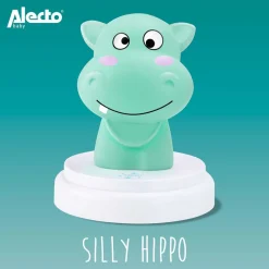 SILLY HIPPO - LED nachtlampje, nijlpaard, blauw|Alecto Best