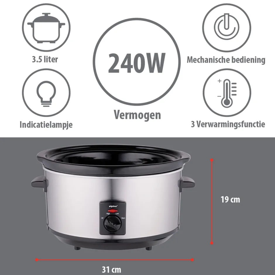 Alpina Slowcooker MEASL4350/001< Rijst En Slowcookers