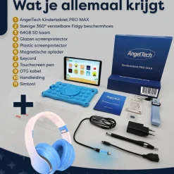 AngelTech Kinderpakket PRO MAX - Kindertablet + Kinderkoptelefoon< Tablets
