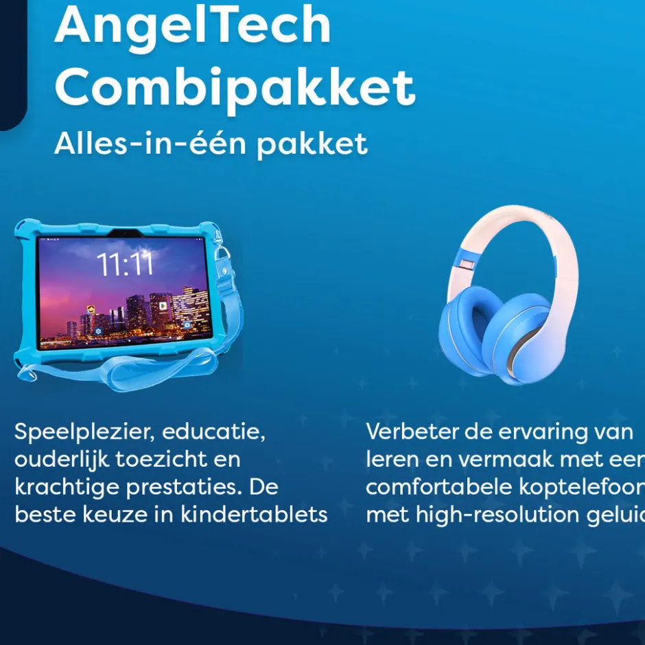 AngelTech Kinderpakket PRO II - Kindertablet + Kinderkoptelefoon| Discount