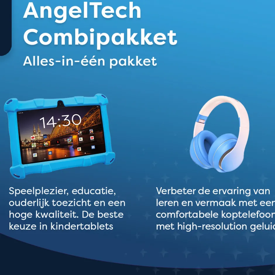 AngelTech Kinderpakket SLIM - Kindertablet + Kinderkoptelefoon< Tablets