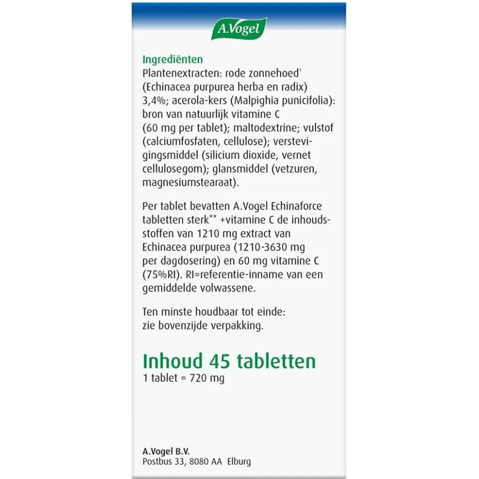 A.Vogel Echinaforce Sterk** + Vitamine C Tabletten< Natuurlijke Supplementen|Weerstand En Energie
