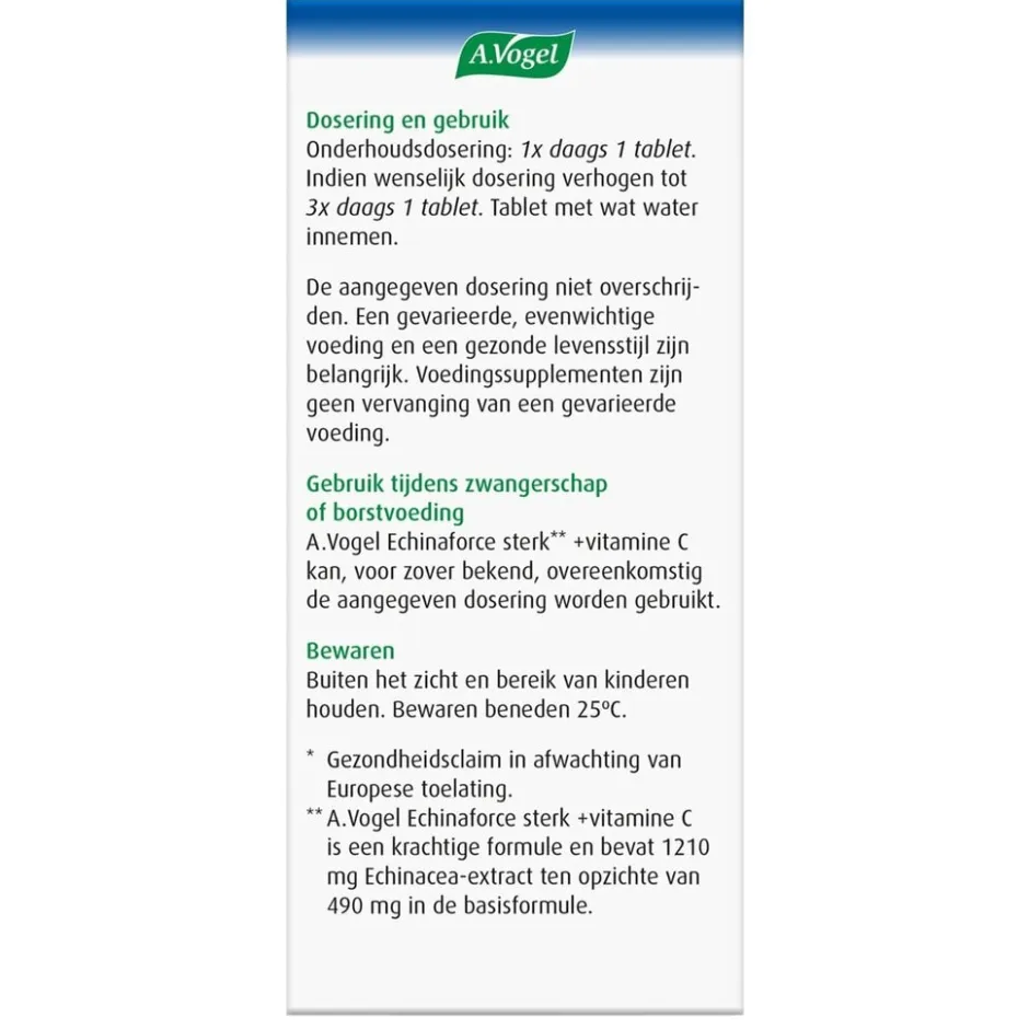A.Vogel Echinaforce Sterk** + Vitamine C Tabletten< Natuurlijke Supplementen|Weerstand En Energie