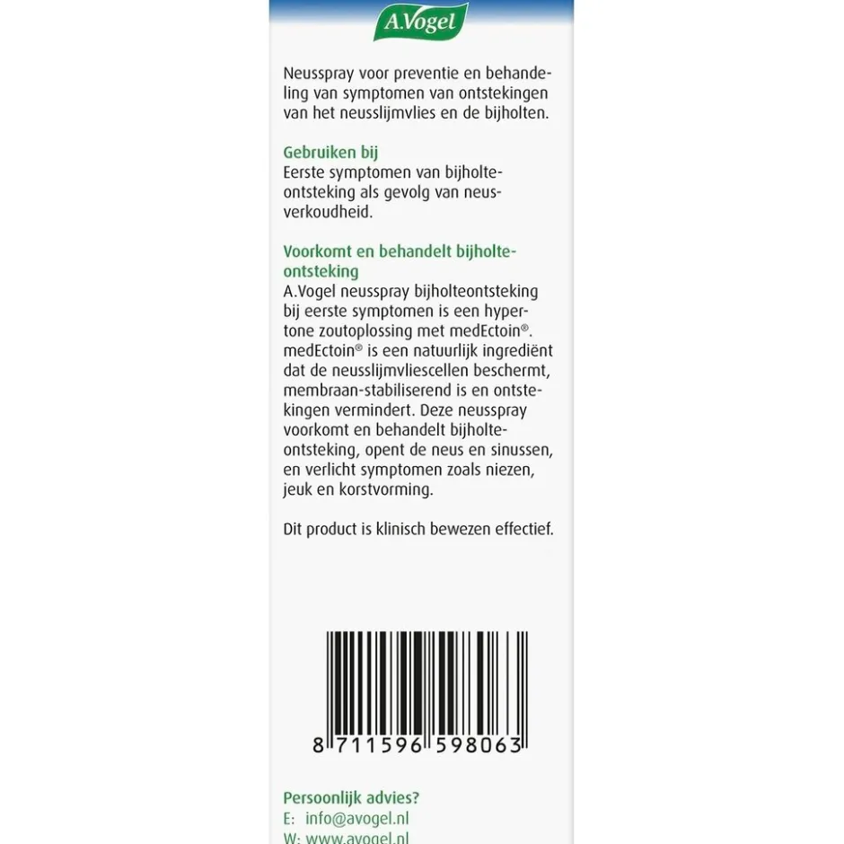 A.Vogel Neusspray Bijholteontsteking bij Eerste Symptomen< Luchtwegen