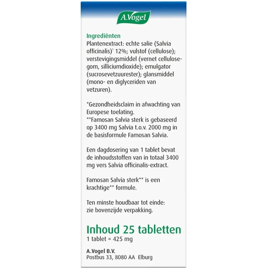 Overgang Famosan Salvia Sterk** Tabletten|A.Vogel Sale