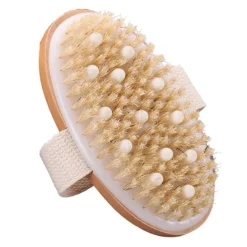 Badborstel massagekop met messing knoppen voor scrubben< Massages