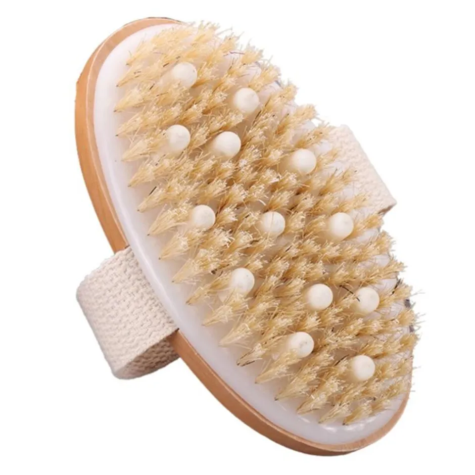 Badborstel massagekop met messing knoppen voor scrubben< Massages