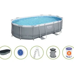Bestway Power Steel ovalen opbouwzwembad< Zwembaden En Accessoires