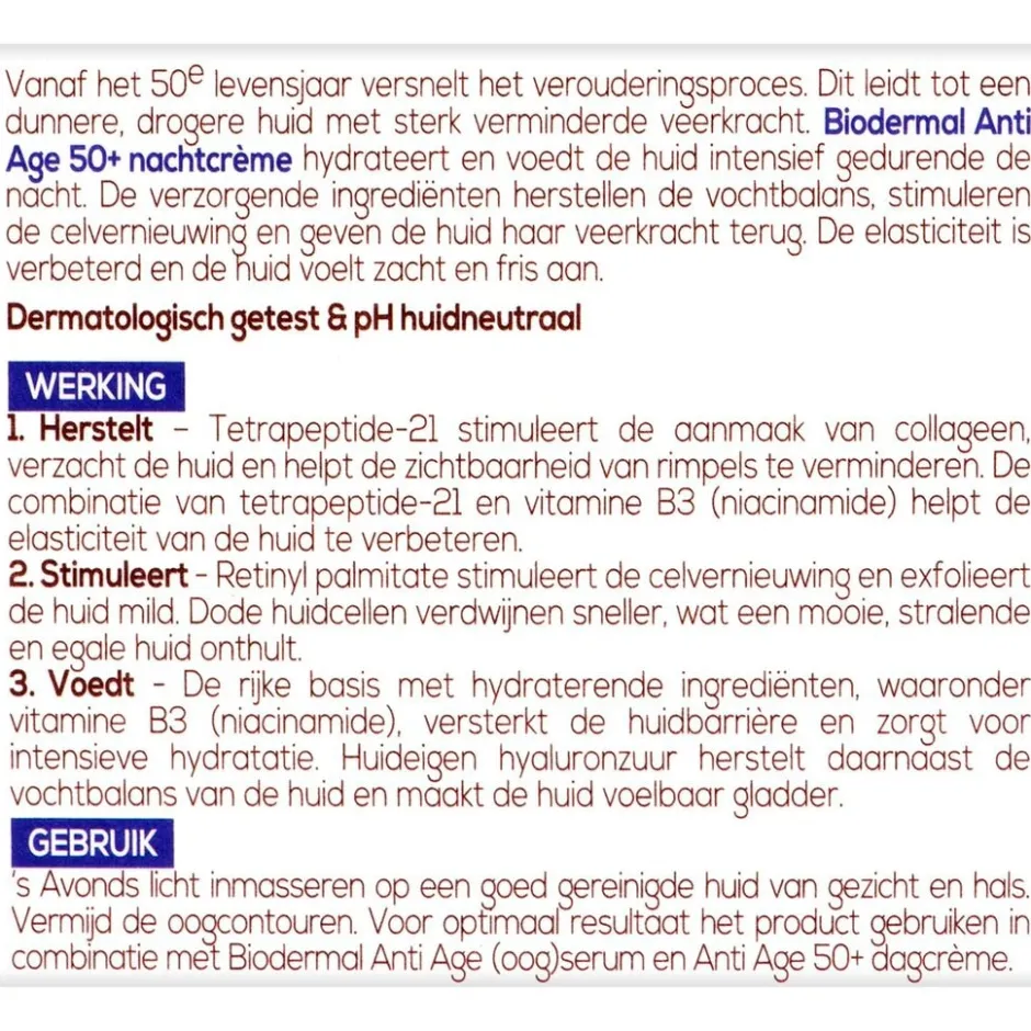 Biodermal Anti Age 50+ Nachtcrème< Nachtcreme