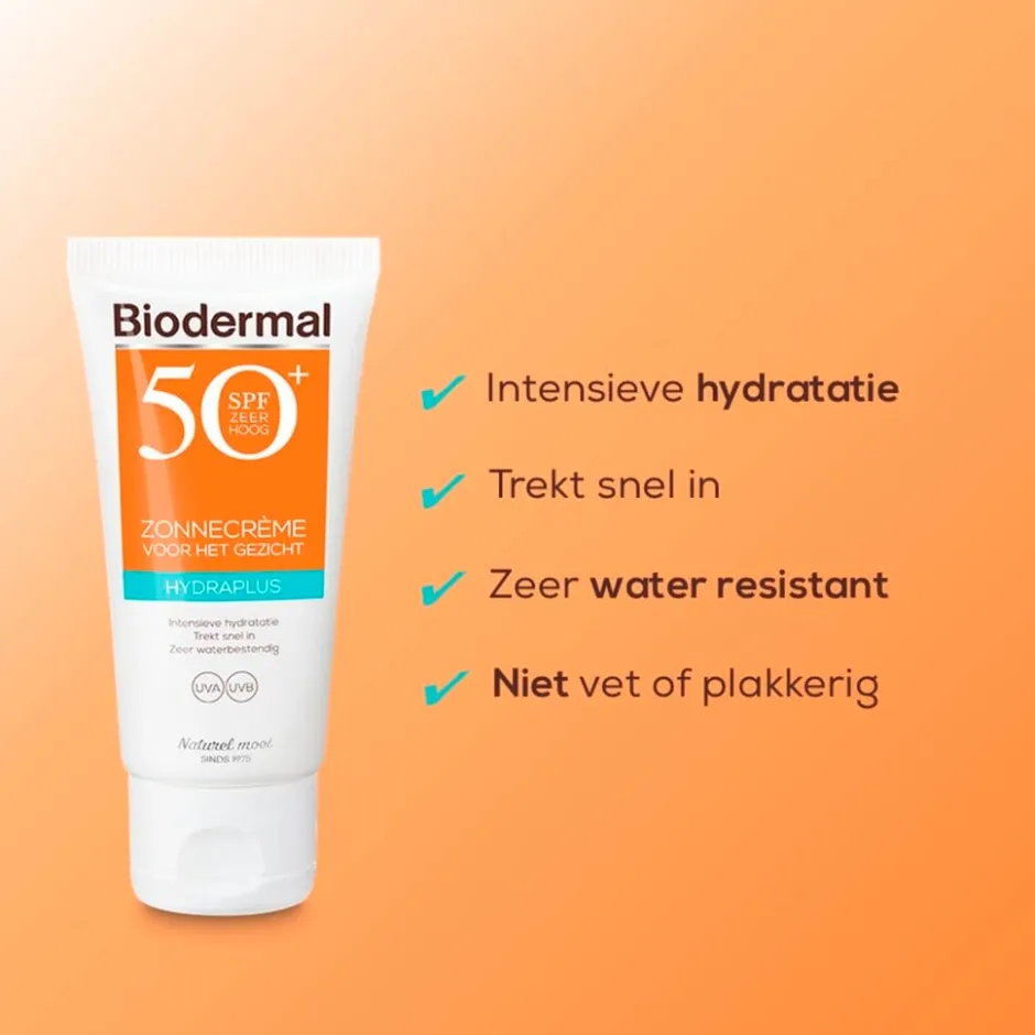 Hydraplus SPF50+ Zonnecrème voor het Gezicht|Biodermal Best