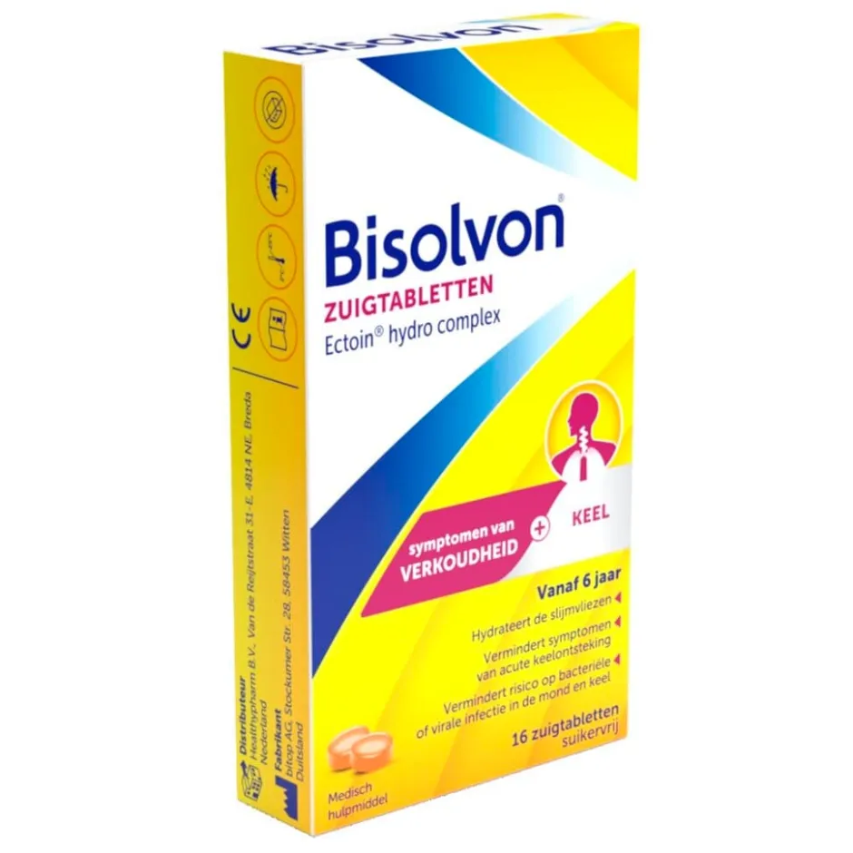 Bisolvon Ectoin Hydro Complex Zuigtabletten< Luchtwegen