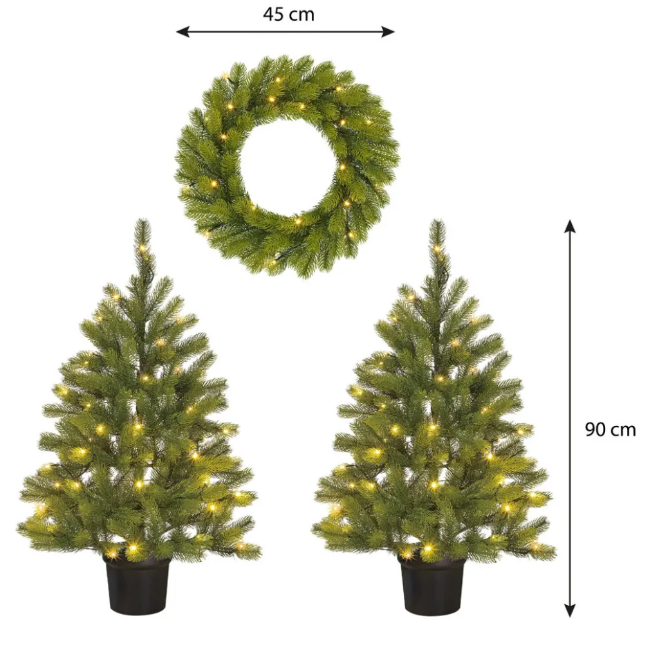 Black Box Trees Kunstkerstboompjes met krans verlicht< Kerstartikelen
