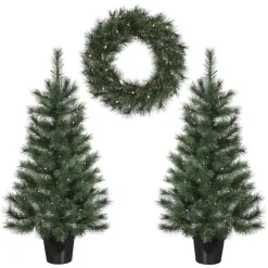Kunstkerstboomjes en krans set|Black Box Trees Outlet