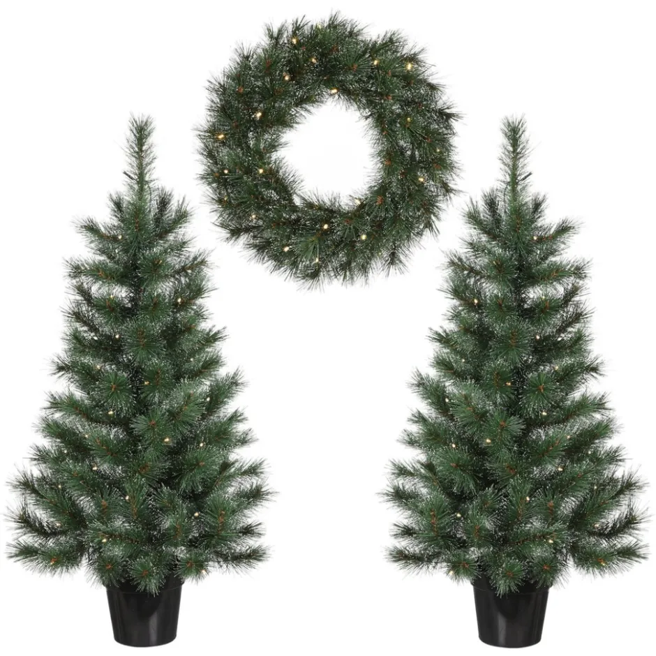 Kunstkerstboomjes en krans set|Black Box Trees Outlet