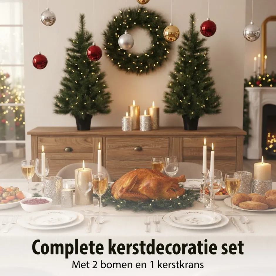 Kunstkerstboomjes en krans set|Black Box Trees Outlet