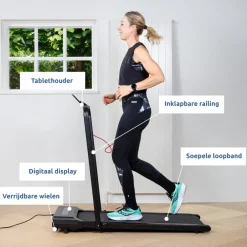 Blumill Loopband Inklapbaar Inc. Tablethouder en Fitness App< Fitnessapparaten