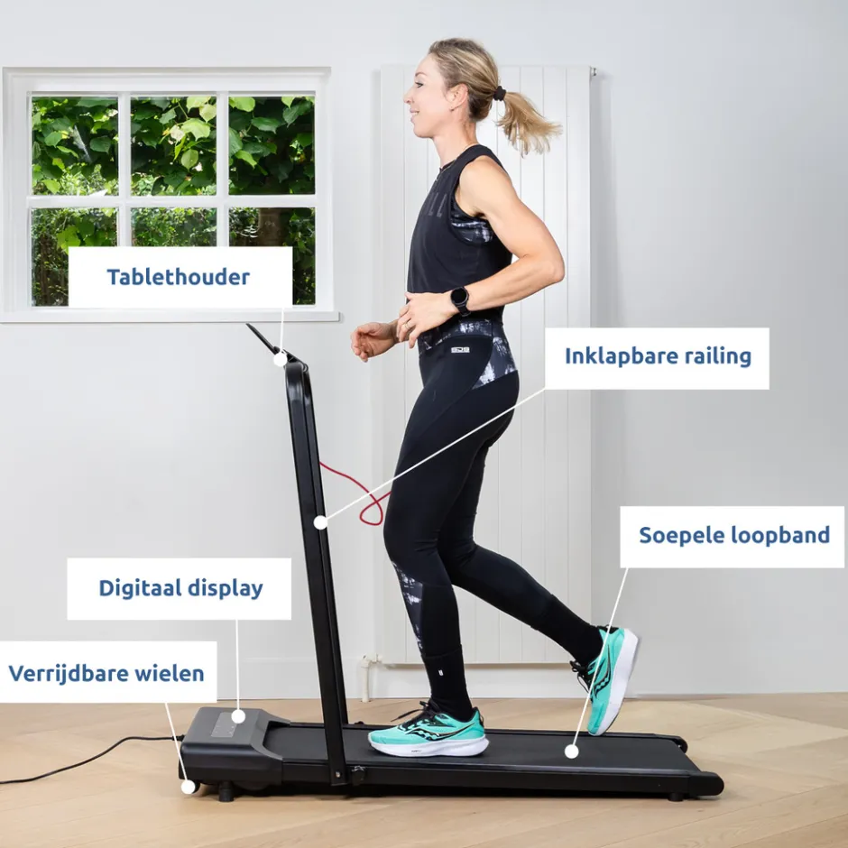Blumill Loopband Inklapbaar Inc. Tablethouder en Fitness App< Fitnessapparaten