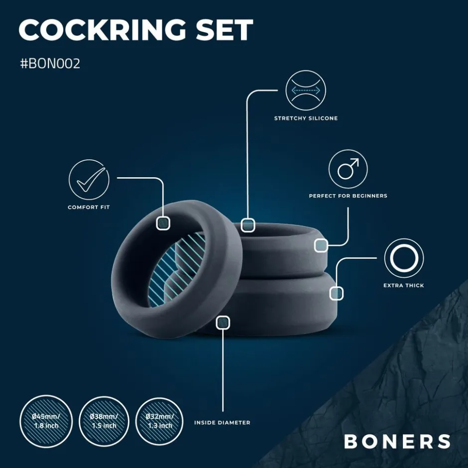 Boners Cockring Set 3-delig< Seksspeeltjes
