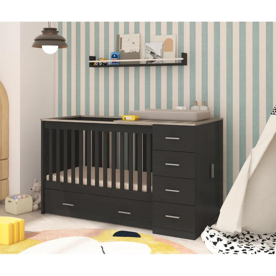 Born Lucky Combi Ledikant Memphis Eiken Met Matras< Ledikanten