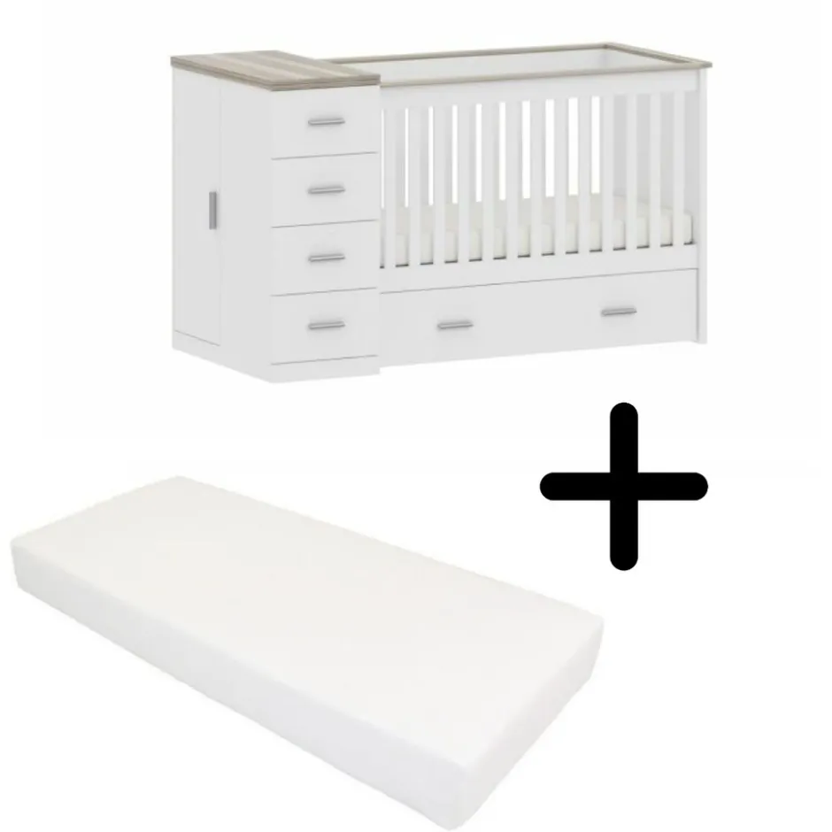 Combi Ledikant Memphis Met Matras|Born Lucky Clearance