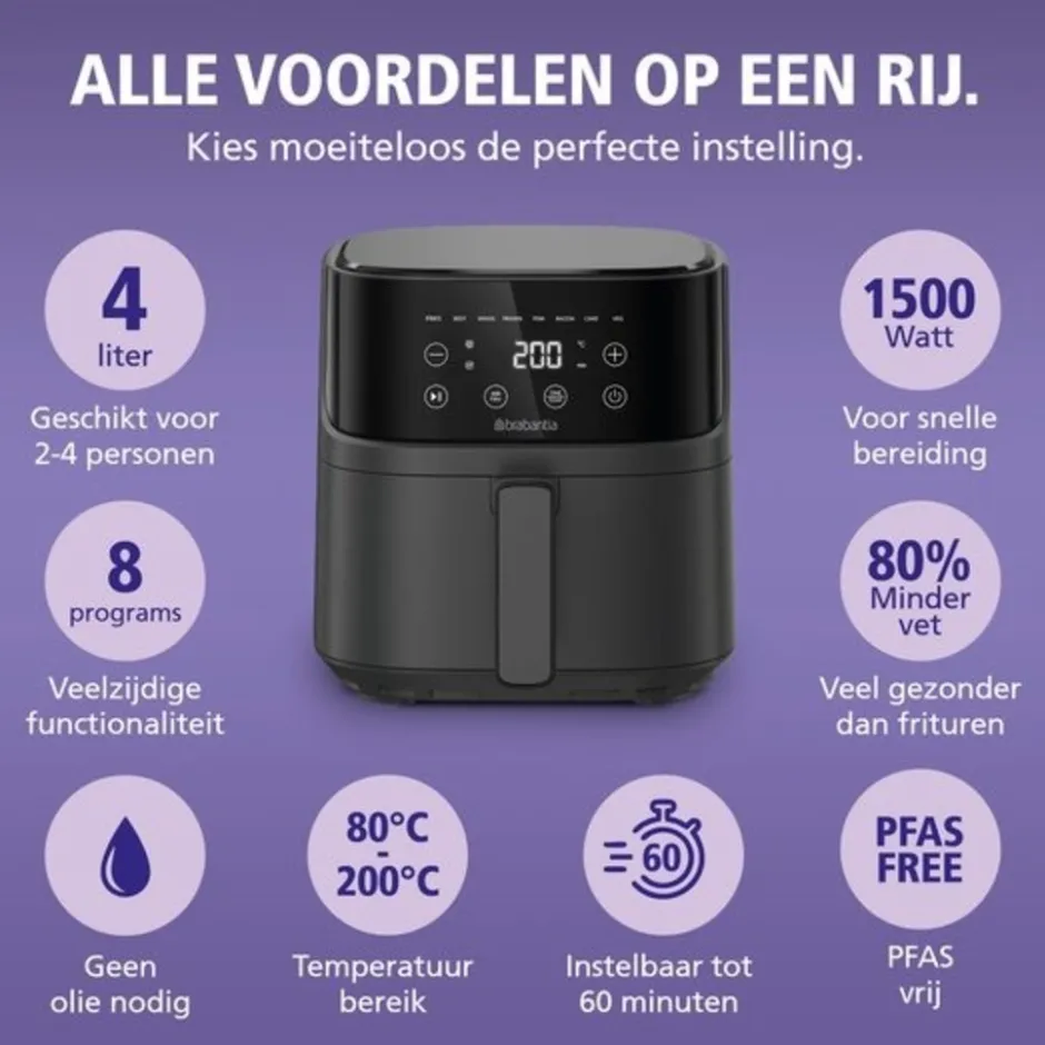 Brabantia Airfryer XL BBEK1134< Frituurpannen En Airfryers