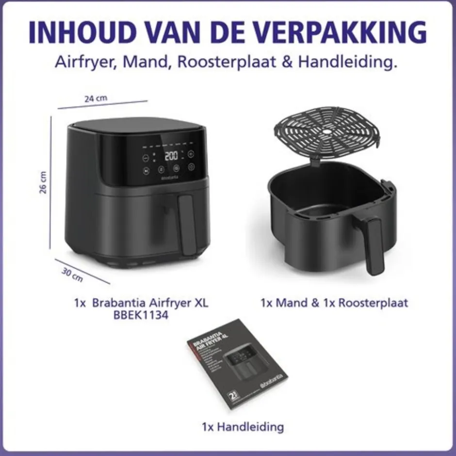Brabantia Airfryer XL BBEK1134< Frituurpannen En Airfryers