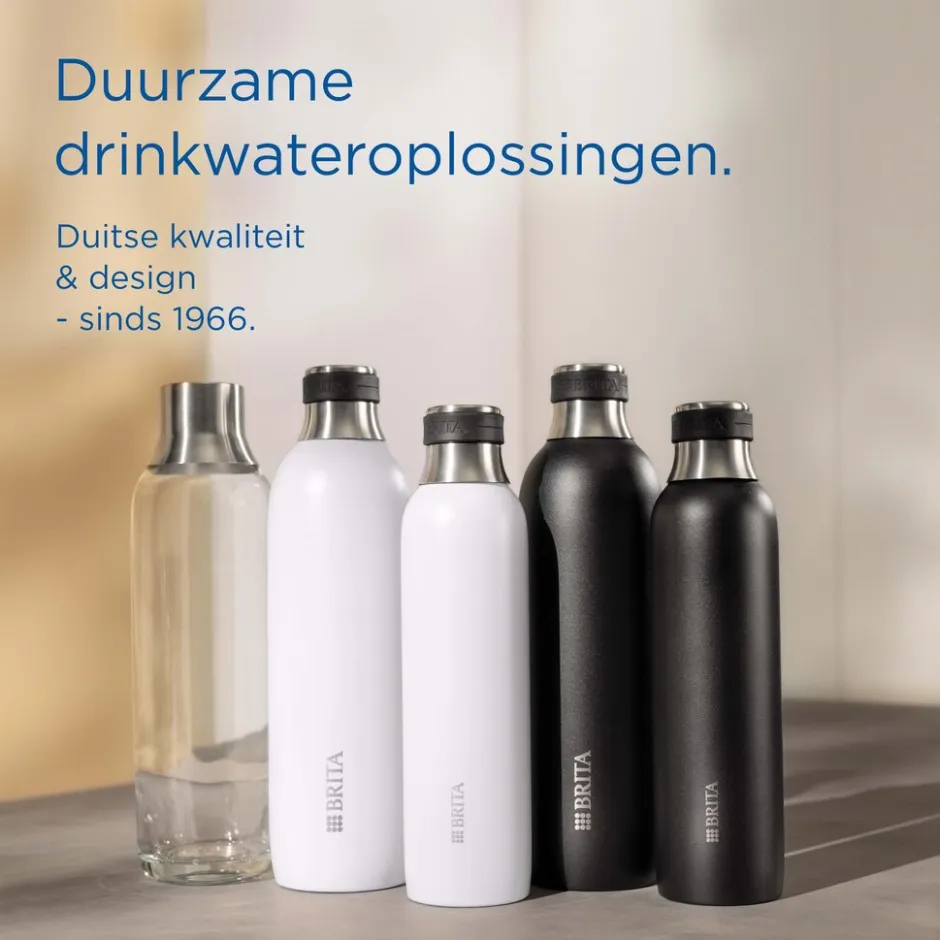 BRITA SodaTRIO RVS Grote Fles Zwart Single Unit< Keuken
