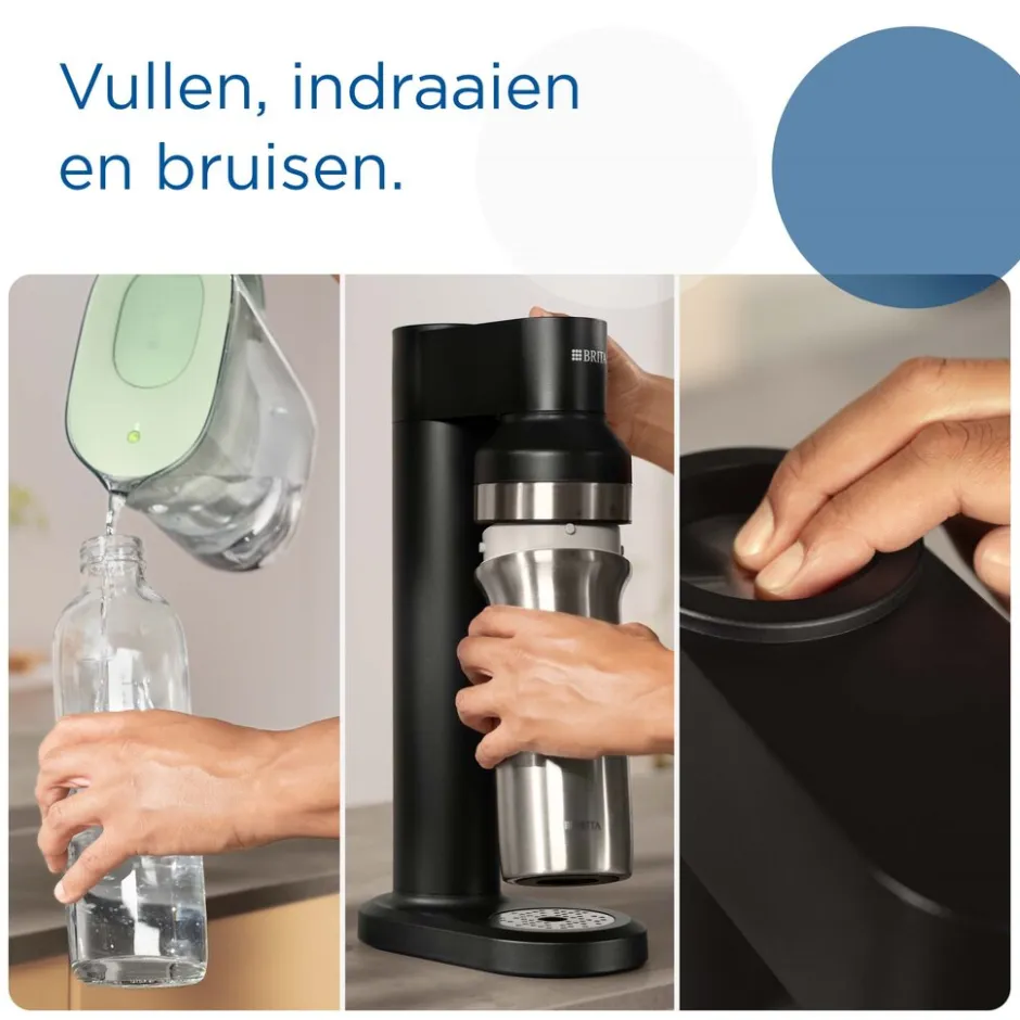 BRITA SodaTRIO RVS Kleine Fles Zwart Single Unit< Keuken