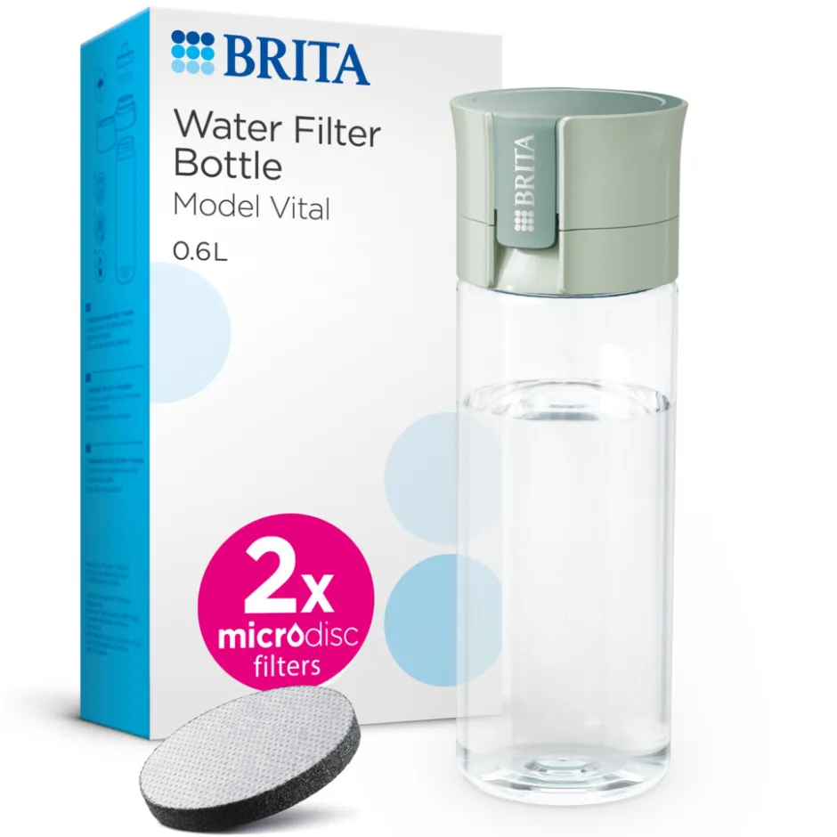 BRITA Waterfilterfles Vital 0.6L Lichtgroen inclusief 2 MicroDisc Single Unit< Keuken
