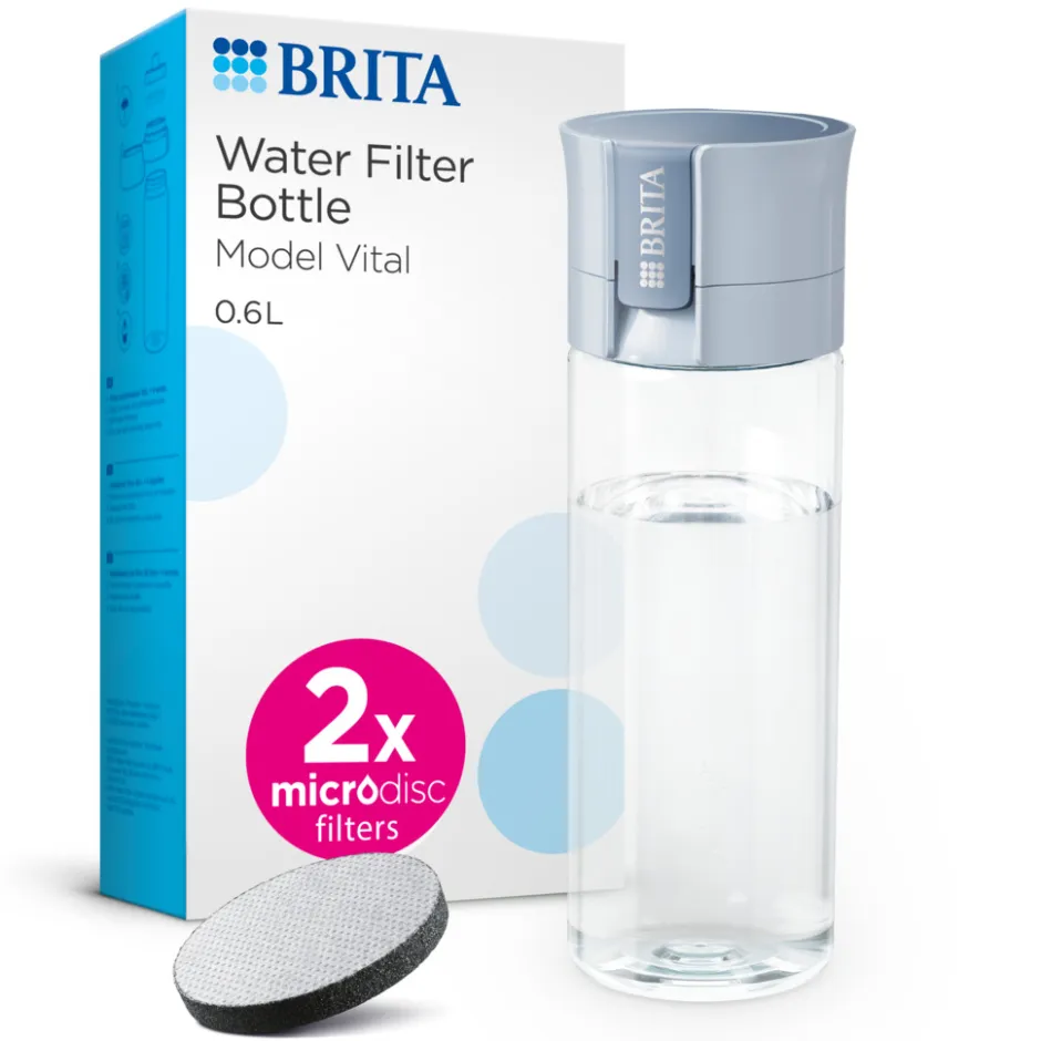 BRITA Waterfilterfles Vital 0.6L Lichtblauw inclusief 2 MicroDisc Single Unit< Keuken