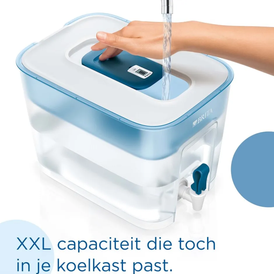 BRITA Waterfilterkan Flow Cool 8.2L Blauw incl. 1 MAXTRA PRO ALL-IN-1 Waterfilterpatroon< Keuken