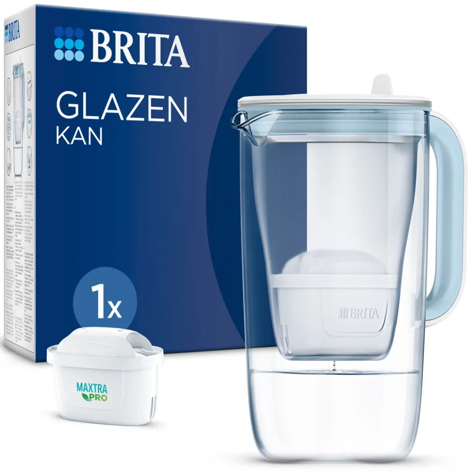 Waterfilterkan Glas 2.5L Blauw inclusief 1 MAXTRA PRO waterfilterpatroon Single Unit|BRITA Discount