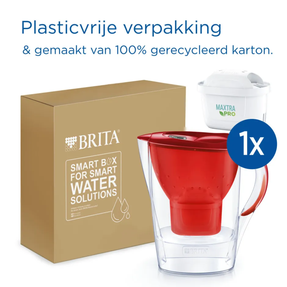 BRITA Waterfilterkan Marella Cool 2.4L Rood incl. 1 MAXTRA PRO ALL-IN-1 Waterfilterpatroon< Keuken