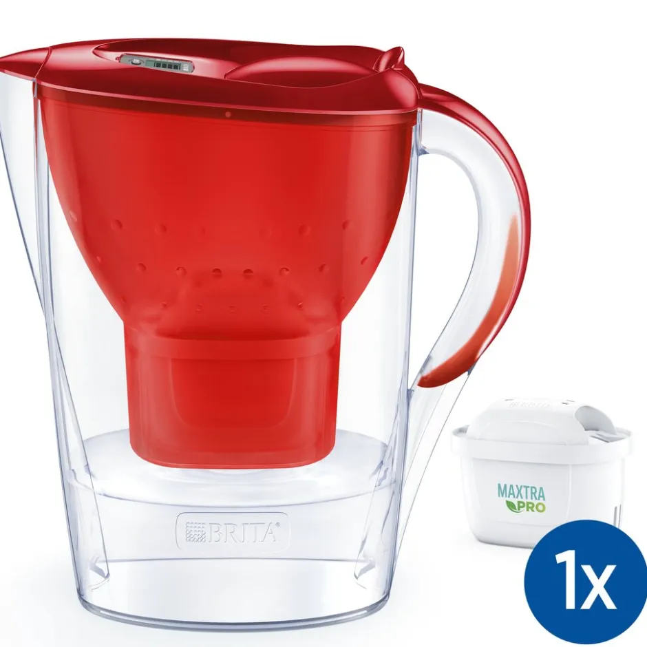 BRITA Waterfilterkan Marella Cool 2.4L Rood incl. 1 MAXTRA PRO ALL-IN-1 Waterfilterpatroon< Keuken