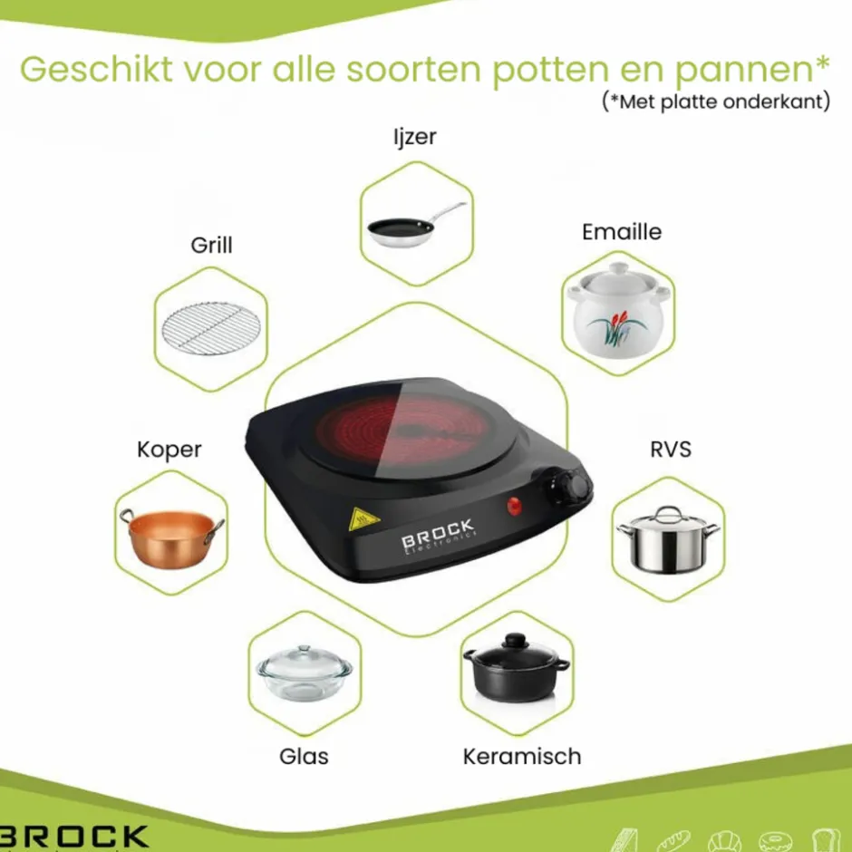 Brock Electronics compacte 1 pits elektrische infrarood kookplaat| Clearance