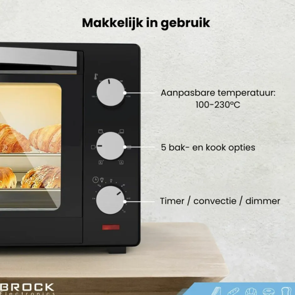 Brock Electronics elektrische mini vrijstaande convectie grill oven< Broodbereiding En Grills|Ovens En Magnetrons