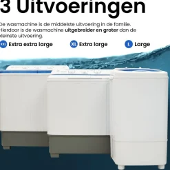Brock xl camping wasmachine met dubbele trommel 6,8kg was en 5,0kg centrifuge capaciteit< Wasdrogen