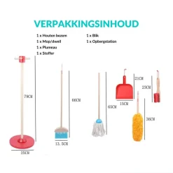 Houten Kinder Schoonmaak Set Kids Speelgoed Cleaning Set Houten Gereedschap|Buxibo New