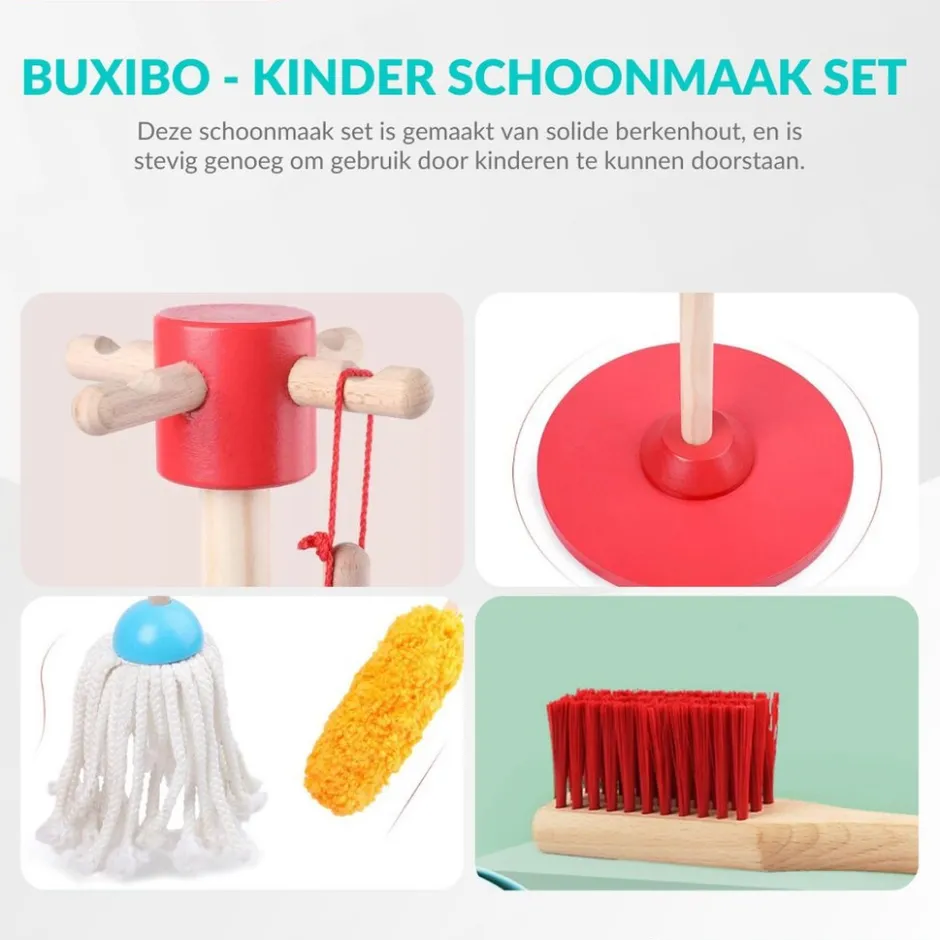 Houten Kinder Schoonmaak Set Kids Speelgoed Cleaning Set Houten Gereedschap|Buxibo New