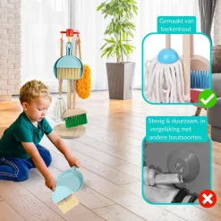 Houten Kinder Schoonmaak Set Kids Speelgoed Cleaning Set Houten Gereedschap|Buxibo New