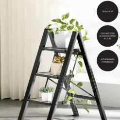 Keukentrapje Vouwladder 3 Staps Keukenopstapje Opvouwbare ladderkruk|Buxibo Clearance